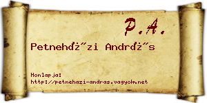 Petneházi András névjegykártya